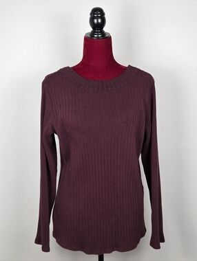 Universal Standard Black Cherry Aspen Rib Scoop Back Top (Small/14-16)